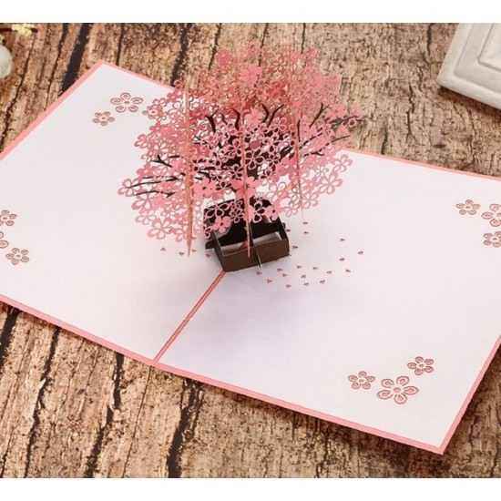 Handmade 3d Pop Up Card Cherry Blossom Pink Sakura Birthday,mother's Day,valentines Day,mother's Day,wedding Anniversary Desk Ornament Gift