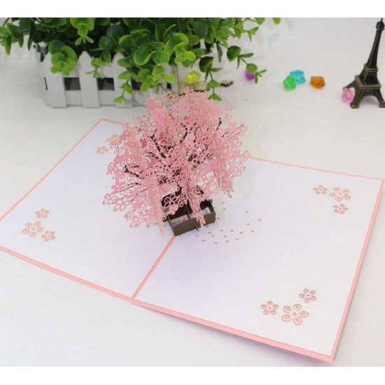 Handmade 3d Pop Up Card Cherry Blossom Pink Sakura Birthday,mother's Day,valentines Day,mother's Day,wedding Anniversary Desk Ornament Gift