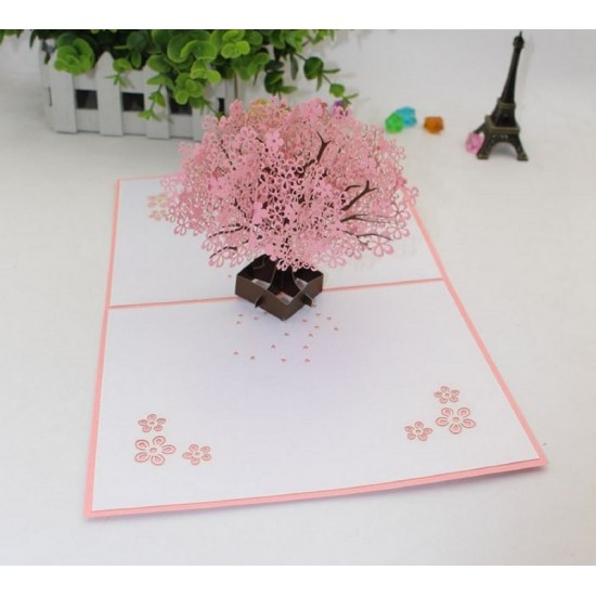 Handmade 3d Pop Up Card Cherry Blossom Pink Sakura Birthday,mother's Day,valentines Day,mother's Day,wedding Anniversary Desk Ornament Gift