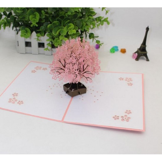 Handmade 3d Pop Up Card Cherry Blossom Pink Sakura Birthday,mother's Day,valentines Day,mother's Day,wedding Anniversary Desk Ornament Gift