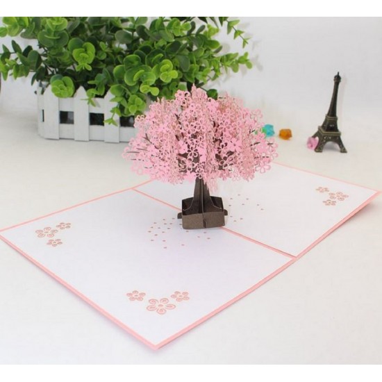 Handmade 3d Pop Up Card Cherry Blossom Pink Sakura Birthday,mother's Day,valentines Day,mother's Day,wedding Anniversary Desk Ornament Gift