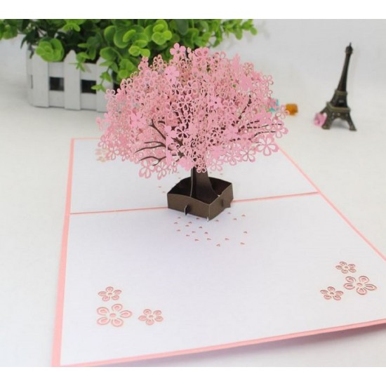 Handmade 3d Pop Up Card Cherry Blossom Pink Sakura Birthday,mother's Day,valentines Day,mother's Day,wedding Anniversary Desk Ornament Gift