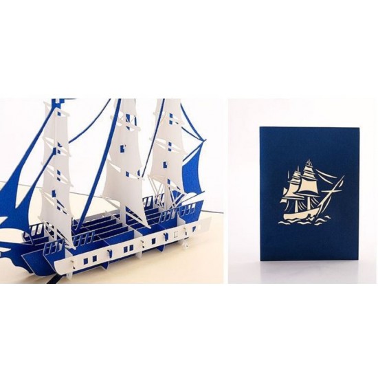 Handmade 3D Pop Up Card Old Sailing Boat Ship Birthday,father's Day,mother's Day,wedding Anniversary,graduation,moving,leaving,holiday Party