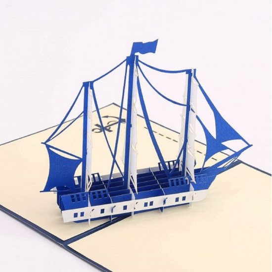 Handmade 3D Pop Up Card Old Sailing Boat Ship Birthday,father's Day,mother's Day,wedding Anniversary,graduation,moving,leaving,holiday Party