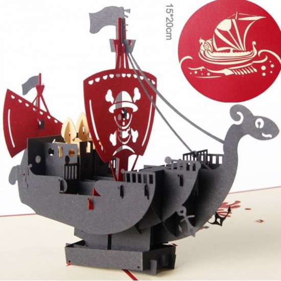 Handmade 3D Pop Up Card One Piece Going Merry Pirate Boat Birthday Card, Wedding Anniversary, Valentines Day, Mother's Day, Father's Day, Graduation Greeting Card