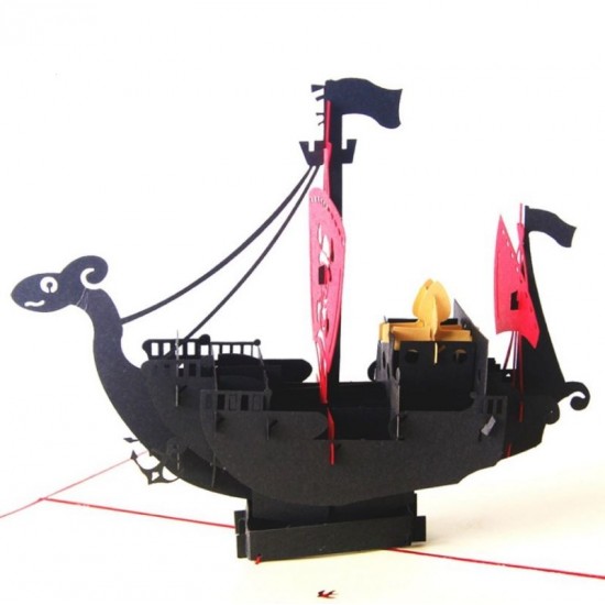 Handmade 3D Pop Up Card One Piece Going Merry Pirate Boat Birthday Card, Wedding Anniversary, Valentines Day, Mother's Day, Father's Day, Graduation Greeting Card