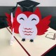 Handmade 3D Pop Up Card Owl Bird Birthday Graduation Celebration Ceremony Congratulations Hat School College University Blank Card for Him Her Friend Family