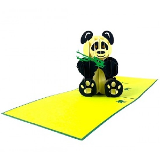 Handmade 3D Pop Up Card Panda Bamboo Forest Birthday Wedding Anniversary Father's Day Baby Birth Shower Greetings Invitation Gift