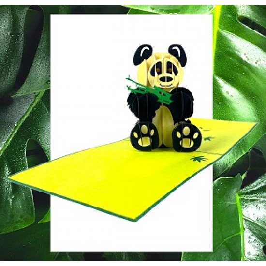 Handmade 3D Pop Up Card Panda Bamboo Forest Birthday Wedding Anniversary Father's Day Baby Birth Shower Greetings Invitation Gift