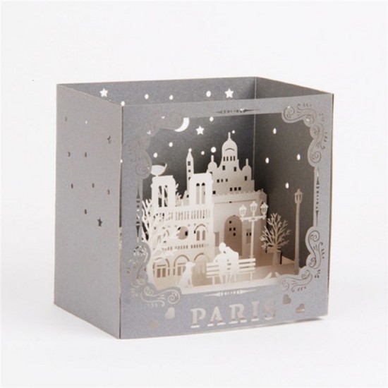 Handmade 4D Pop Up Card Paris Laser Cut Birthday Valentines Wedding Anniversary Mother's Day Engagement Big Day Gift Graduation Holiday Gift