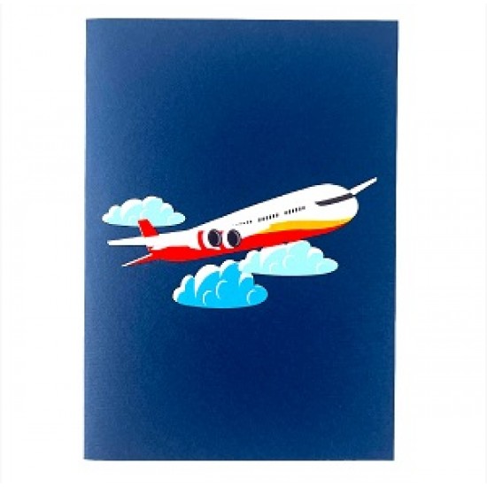 Handmade 3D Pop Up Card Passenger Jet Aircraft Birthday Wedding Anniversary Valentine's Day Father's Day Pass Pilot Exam Holiday Moving Greetings