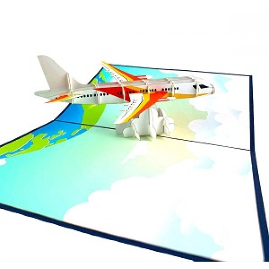 Handmade 3D Pop Up Card Passenger Jet Aircraft Birthday Wedding Anniversary Valentine's Day Father's Day Pass Pilot Exam Holiday Moving Greetings