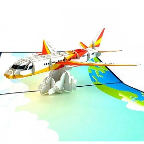 Handmade 3D Pop Up Card Passenger Jet Aircraft Birthday Wedding Anniversary Valentine's Day Father's Day Pass Pilot Exam Holiday Moving Greetings