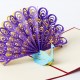 Handmade 3d Pop Up Popup Card Purple Yellow Peacock Birthday Valentines Mother's Day Easter Father's Day Wedding Anniversay Party Invitation