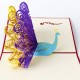 Handmade 3d Pop Up Popup Card Purple Yellow Peacock Birthday Valentines Mother's Day Easter Father's Day Wedding Anniversay Party Invitation