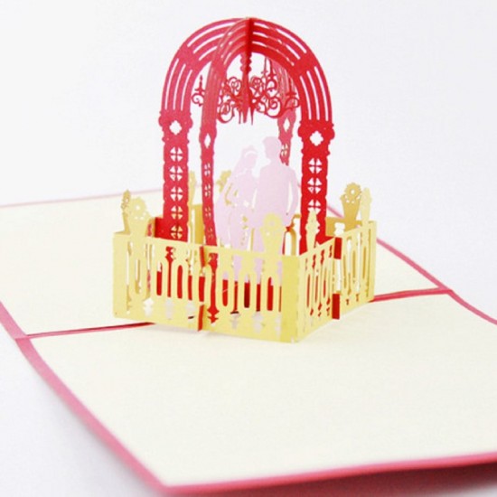 Handmade 3d Pop Up Wedding Card Gift Invitation Anniversary Big Day Pendant Garden Bride Groom Just Married Best Friend Papercraft Laser Cut