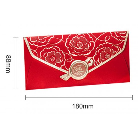 6 Gold Leaf Peony Flower Seal Logo Red Money Envelope Hong Bao,wedding,anniversary,birthday,graduation,new Year,bridal Shower,thank You Gift