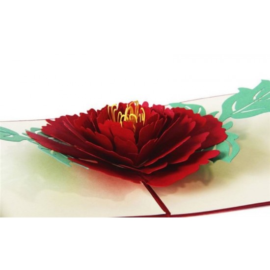 Handmade 3D Pop Up Card Red Peony Flower Birthday Valentine's Day Mother's Day Wedding Invitation Teacher's Day Thank You Blank Celebrations