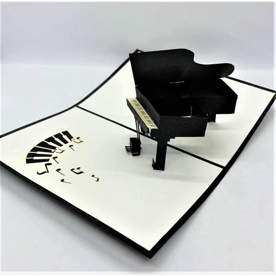 Handmade 3d Pop Up Card Piano Black White Happy Birthday Card,card For Musicians,wedding Anniversary,big Day,thank You,retirement,blank Greetings Card