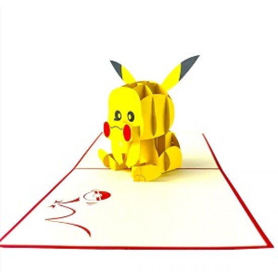 Handmade 3D Pop up Card Pikachu Pocket Monster Birthday, kid Child Party Invitation, baby Shower, New baby, Wedding Anniversary, Valentine's Day, Back to School