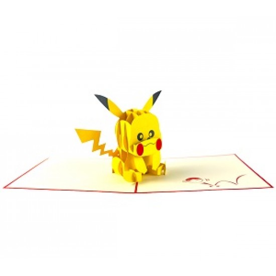 Handmade 3D Pop up Card Pikachu Pocket Monster Birthday, kid Child Party Invitation, baby Shower, New baby, Wedding Anniversary, Valentine's Day, Back to School