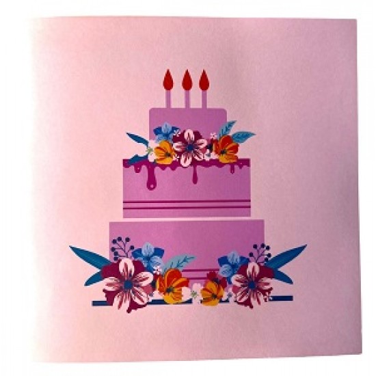 Handmade 3d Pop Up Card Pink Cake Birthday Wedding Anniversary Baby Girl Birth Shower Celebrations Congratulations Card Laser Cut Gift Greetings Decorations