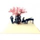 Handmade 3D Pop Up Card Pink Cherry Blossom Musicians Guitar Piano Saxophone Band Concert Birthday Anniversary Valentines Day Mother's Day Wedding Anniversary Teacher's Day Blank Celebrations