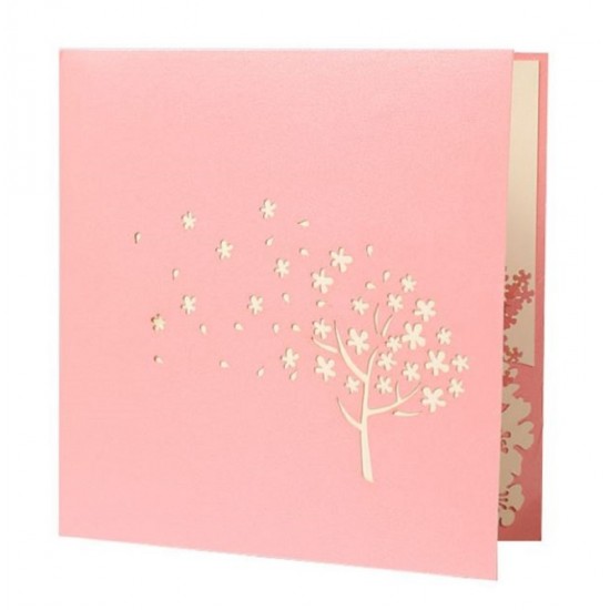 Handmade 3d Pop Up Valentine's Day Card Pink Sakura Tree Lover Couple Bicycle Bike Wedding Anniversary Engagement Big Day Greeting Card