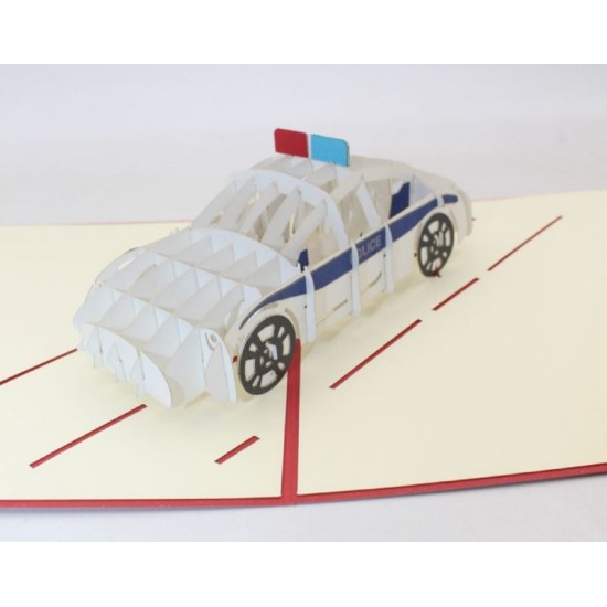 Handmade 3d Pop Up Card Police Car Birthday Father's Day Graduation Valentines Day Wedding Anniversary Papercraft Laser Cut Origami Kirigami