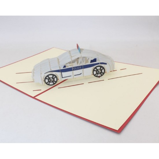 Handmade 3d Pop Up Card Police Car Birthday Father's Day Graduation Valentines Day Wedding Anniversary Papercraft Laser Cut Origami Kirigami