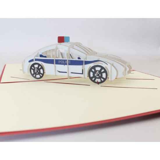 Handmade 3d Pop Up Card Police Car Birthday Father's Day Graduation Valentines Day Wedding Anniversary Papercraft Laser Cut Origami Kirigami