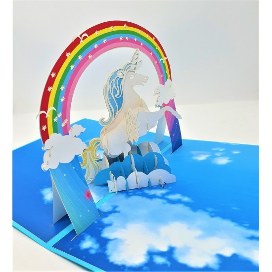 Handmade 3D Pop Up Card Unicorn Rainbow Happy Birthday,wedding Anniversary,valentine's Day,new Year,baby Birth Shower Greetings Celebrations Congratulations