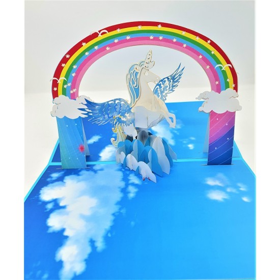 Handmade 3D Pop Up Card Unicorn Rainbow Happy Birthday,wedding Anniversary,valentine's Day,new Year,baby Birth Shower Greetings Celebrations Congratulations