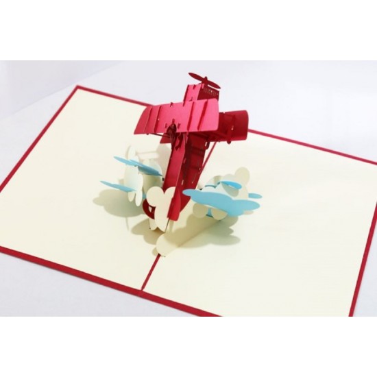 Handmade 3d Pop Up Birthday Card Vintage Biplane Father's Day Wedding Anniversary Mother's Day Graduation Leaving Pass Exam Pilot Holiday