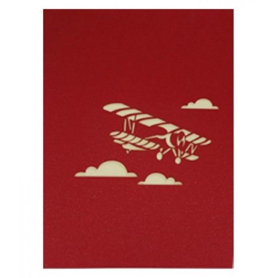 Handmade 3d Pop Up Birthday Card Vintage Biplane Father's Day Wedding Anniversary Mother's Day Graduation Leaving Pass Exam Pilot Holiday