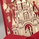 Laser Cut Gold Leaf Red Wedding Invitation,big Day Fairytale Castle Prince Princess Groom Bride King Queen Firework Balloon Ferris Wheel Art