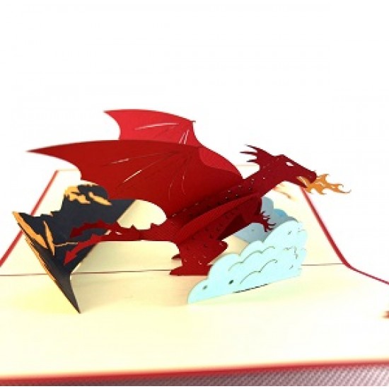 Handmade 3d Pop Up Card Red Dragon Birthday Wedding Anniversary Father's Day Valentine's Day Outdoor Adventures St George