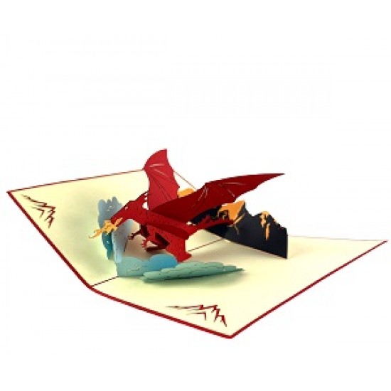 Handmade 3d Pop Up Card Red Dragon Birthday Wedding Anniversary Father's Day Valentine's Day Outdoor Adventures St George