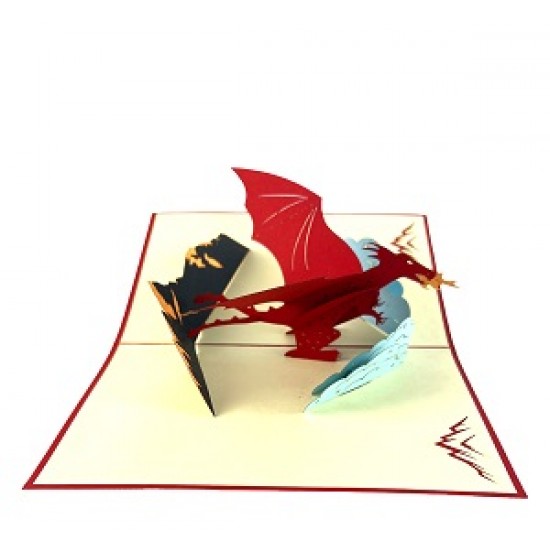 Handmade 3d Pop Up Card Red Dragon Birthday Wedding Anniversary Father's Day Valentine's Day Outdoor Adventures St George