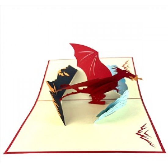 Handmade 3d Pop Up Card Red Dragon Birthday Wedding Anniversary Father's Day Valentine's Day Outdoor Adventures St George