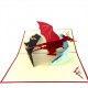 Handmade 3d Pop Up Card Red Dragon Birthday Wedding Anniversary Father's Day Valentine's Day Outdoor Adventures St George