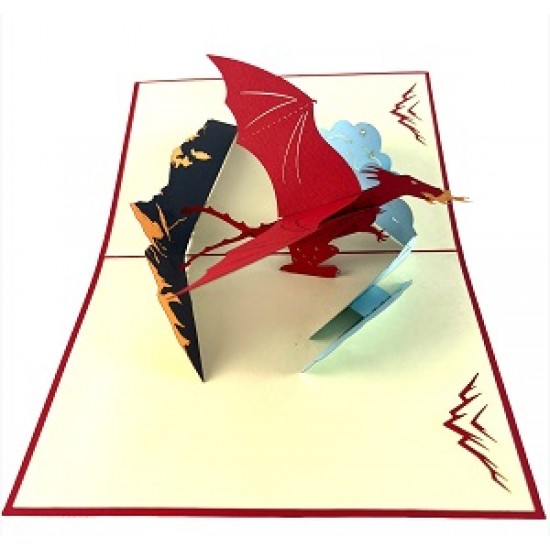 Handmade 3d Pop Up Card Red Dragon Birthday Wedding Anniversary Father's Day Valentine's Day Outdoor Adventures St George