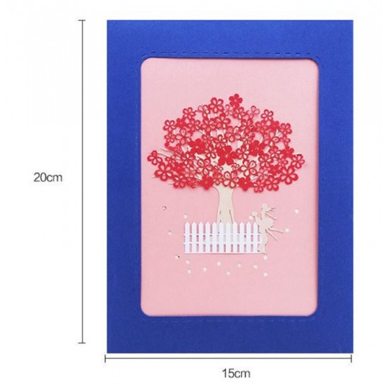 Handmade 3d Pop Up Valentines Card Red Sakura Cherry Blossom Tree Couple Lover,wedding Anniversary,birthday,engagement,country Garden Gifts