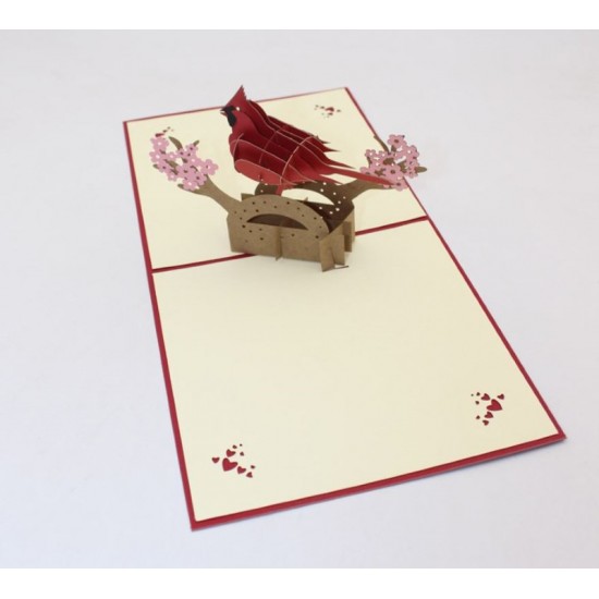 Handmade 3d Pop Up Card Red Parrot Bird Birthday,wedding Anniversary,mother's Day,new Home Housewarming Ornament,baby Birth Shower,greetings