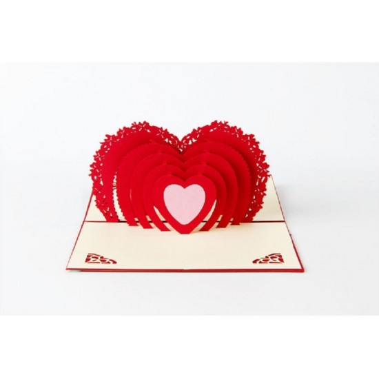 Handmade 3D Pop Up Card Red Lace Love Heart Birthday, Valentines Day, Engagement, Wedding, Marriage Proposal 