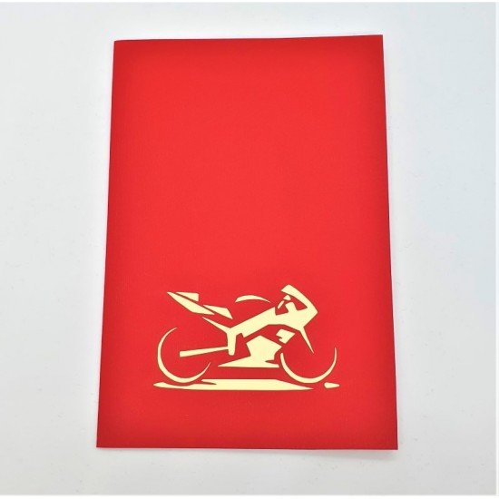 Handmade 3d Pop Up Card Red Motorbike Birthday Gift Wedding Anniversary Valentine's Day Father's Day Graduation Blank Greeting Cards