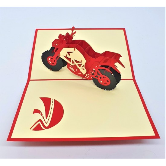 Handmade 3d Pop Up Card Red Motorbike Birthday Gift Wedding Anniversary Valentine's Day Father's Day Graduation Blank Greeting Cards