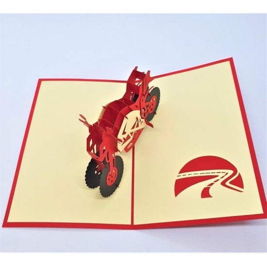 Handmade 3d Pop Up Card Red Motorbike Birthday Gift Wedding Anniversary Valentine's Day Father's Day Graduation Blank Greeting Cards