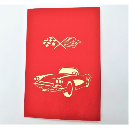 Handmade 3d Pop Up Card Red Sport Vintage Convertible Car,happy Birthday,father's Day,graduation,pass Driving Test,leaving,moving,boyfriend