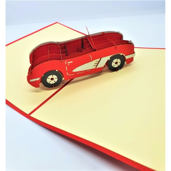 Handmade 3d Pop Up Card Red Sport Vintage Convertible Car,happy Birthday,father's Day,graduation,pass Driving Test,leaving,moving,boyfriend